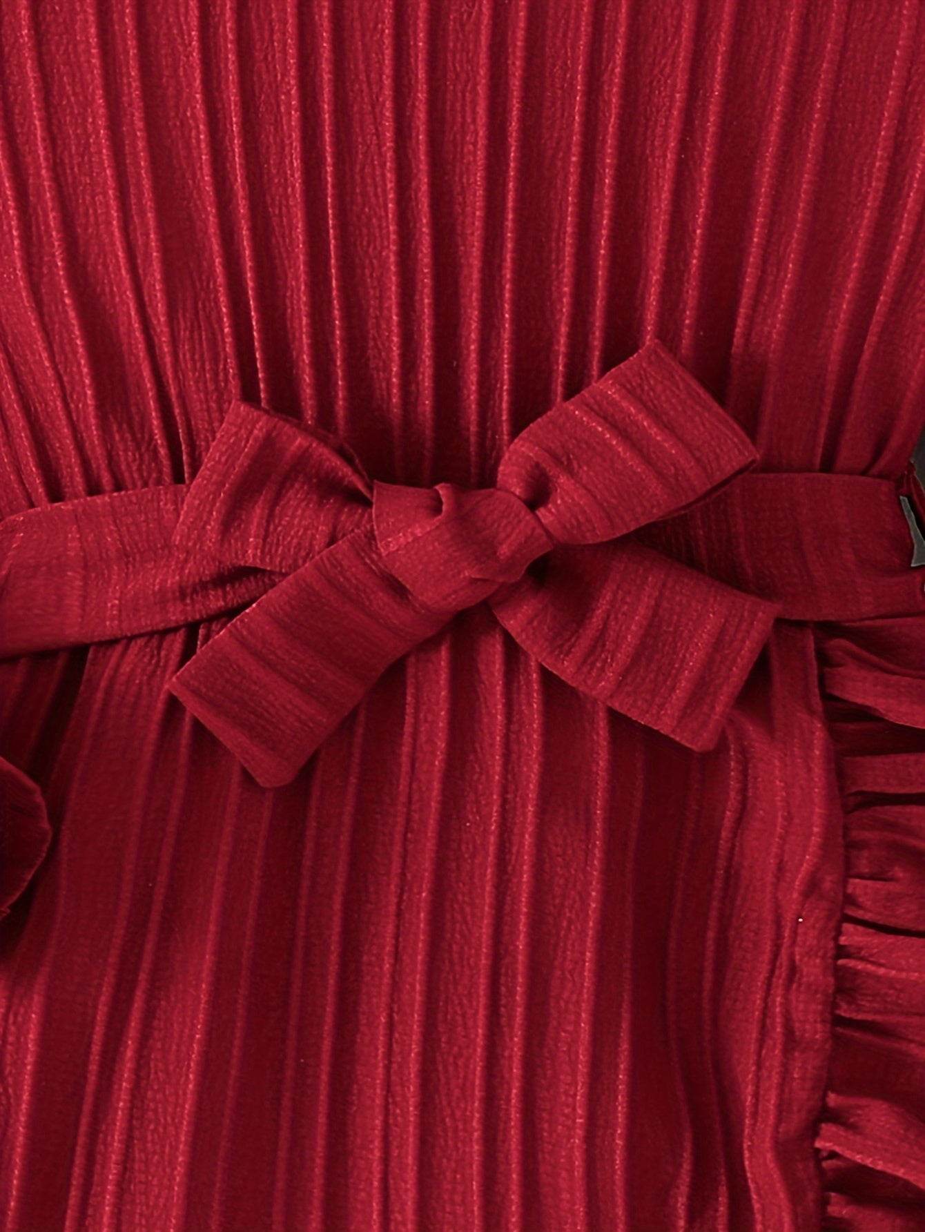 Girls' Solid Ruffle Dress for Party Wear - Little Fashion