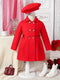 Girls' Tweed Winter Coat with Bow & Hat - Long Warm - Little Fashion