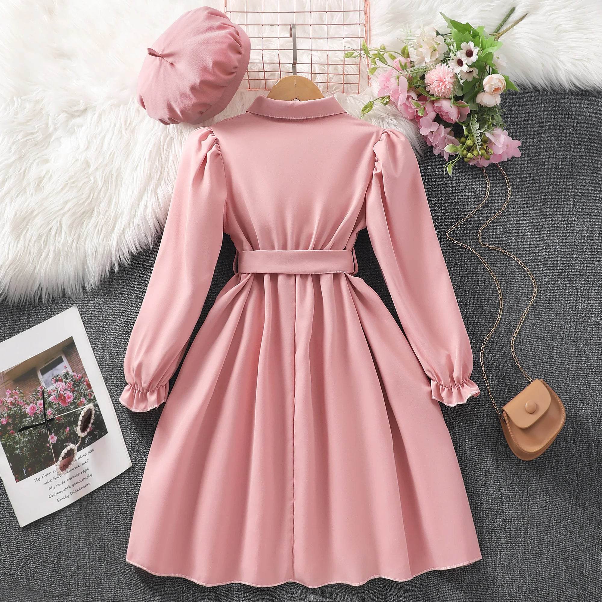 Girls' UK Long Sleeve Autumn Dress with Pockets - Little Fashion