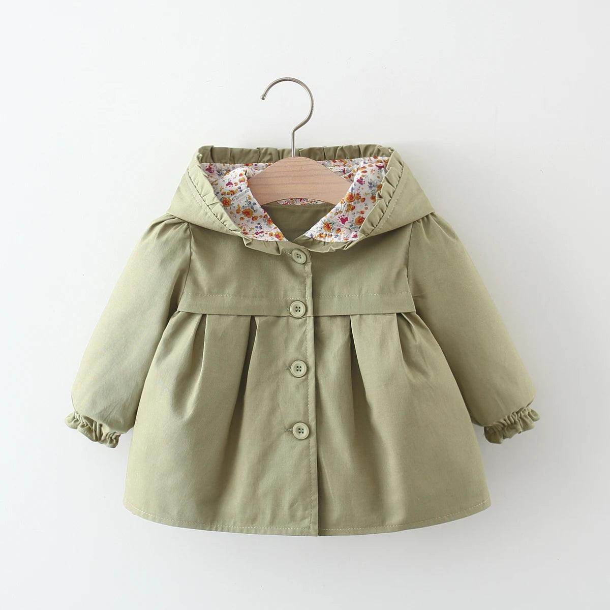 Girls' Waterproof Hooded Jacket – Spring/Fall Mid Coat - Little Fashion