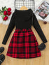 Girl's Winter Hooded Plaid Dress - Little Fashion