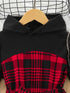 Girl's Winter Hooded Plaid Dress - Little Fashion