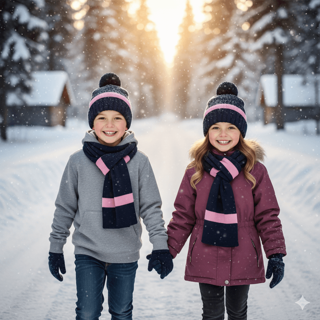Girls' Winter Set: Hat, Scarf & Gloves (7-13 Yrs) - Little Fashion