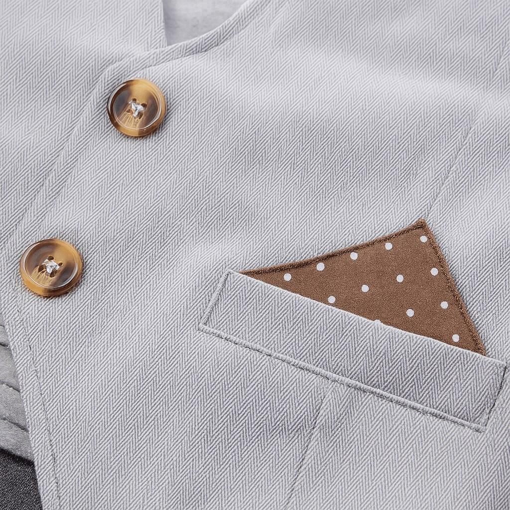 Gray & White 4-Piece Boy's Tuxedo Outfit - Little Fashion