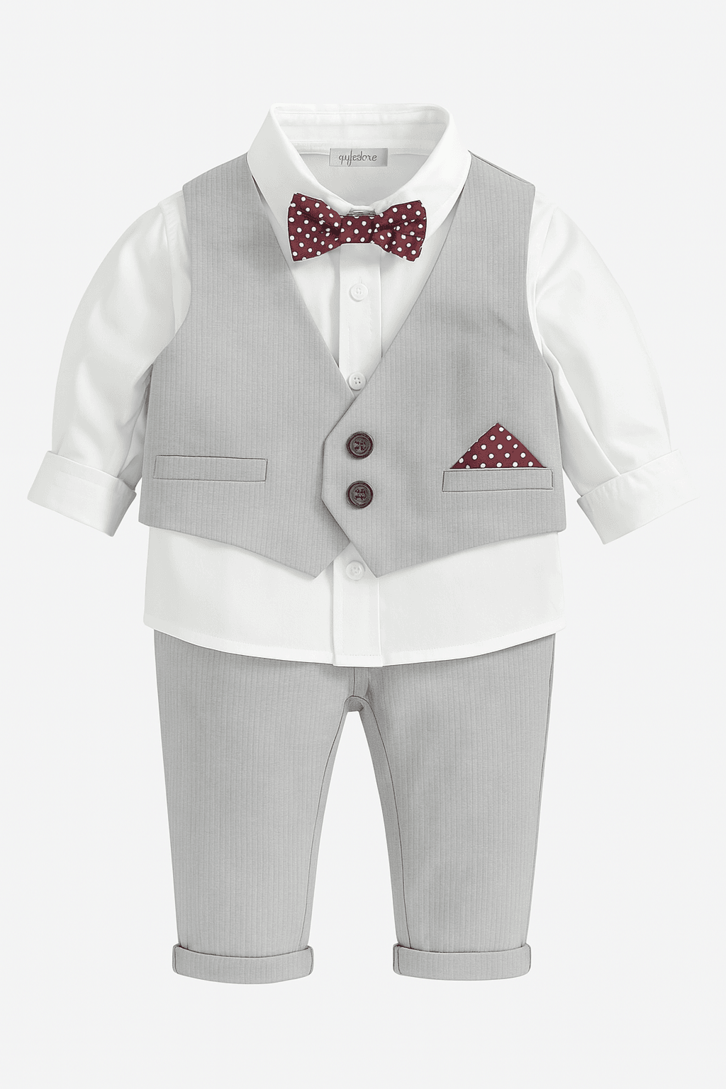 Gray & White 4-Piece Boy's Tuxedo Outfit - Little Fashion