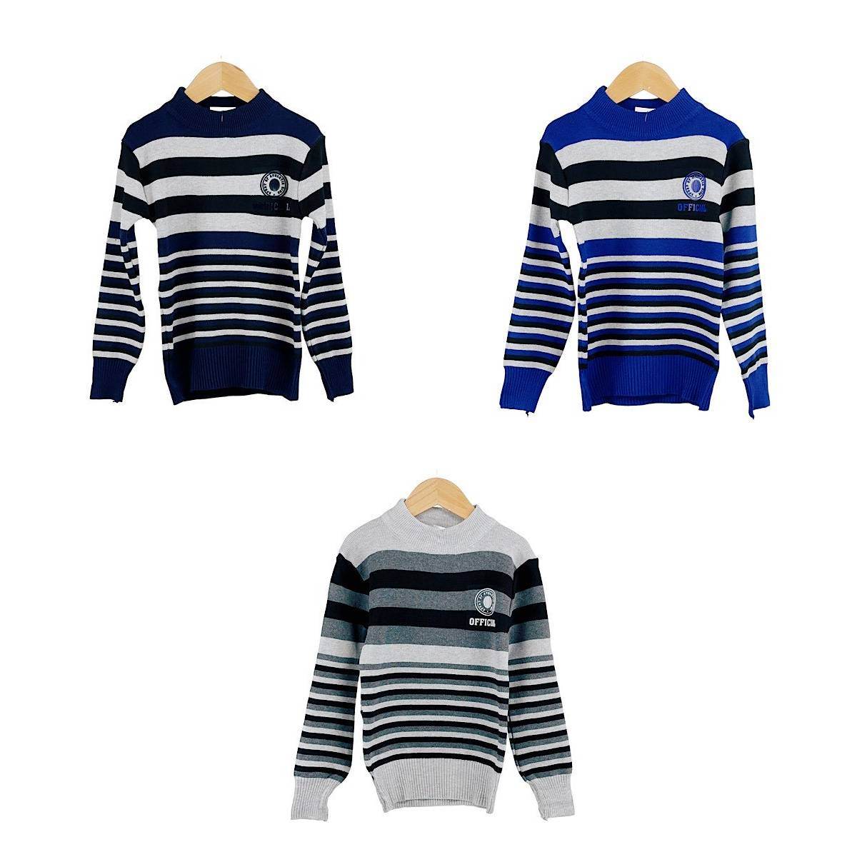 Striped 3-Color Kid's Jumper For Winter - Little Fashion