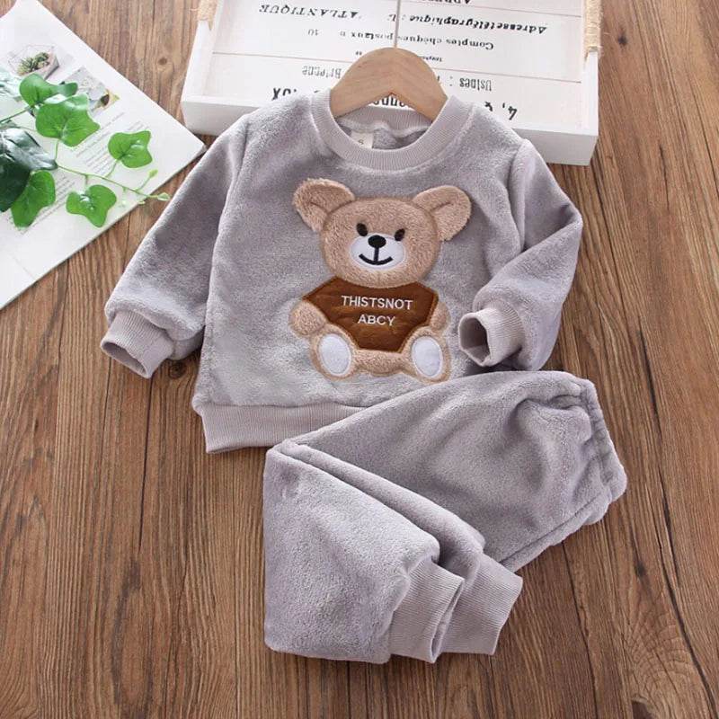 Kids Fleece Pajama Set – Winter Bear Sleepwear - Little Fashion