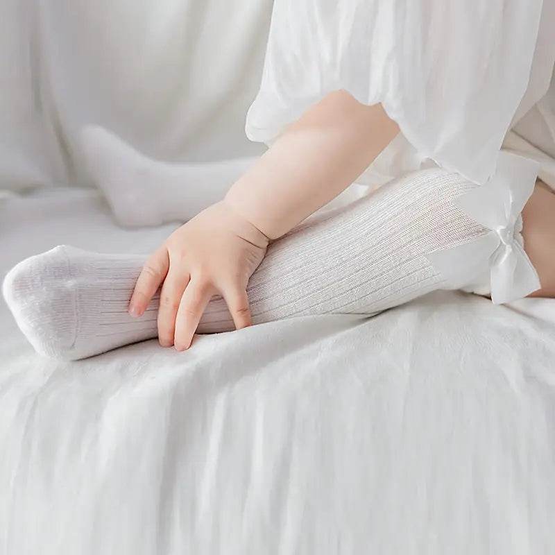 Kids' Knee-High Winter Socks: 5-Pack, Bow & Stripe - Little Fashion
