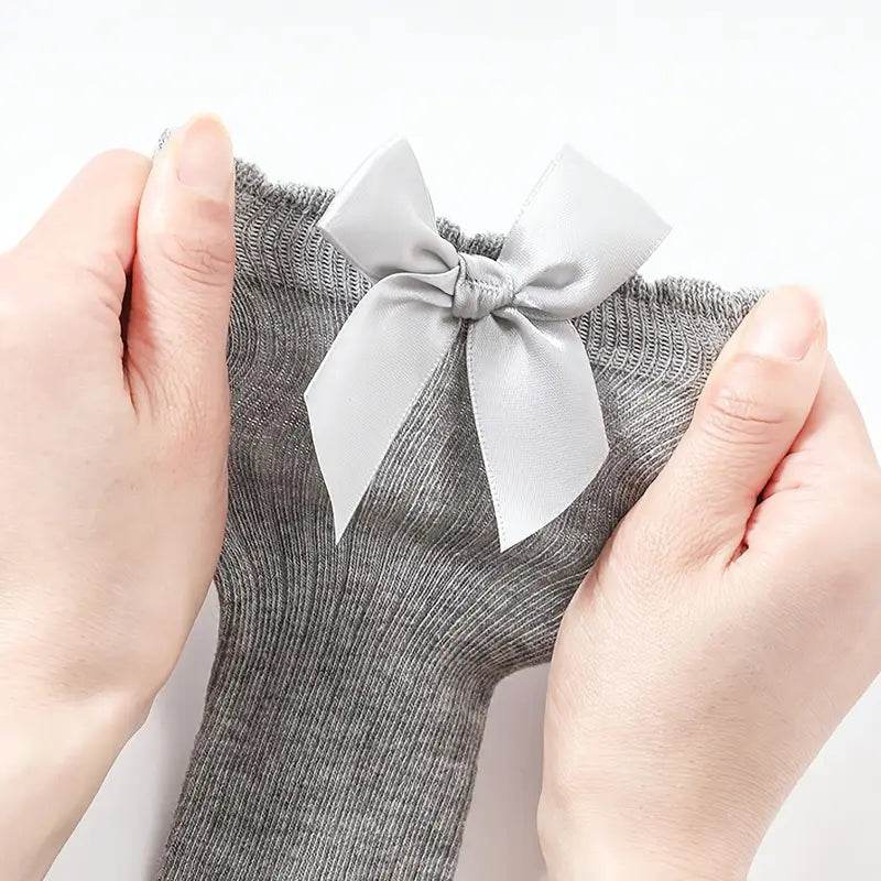 Kids' Knee-High Winter Socks: 5-Pack, Bow & Stripe - Little Fashion