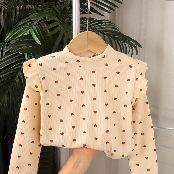 Kids Long Sleeve Undershirt – Heart Love T-Shirt - Little Fashion