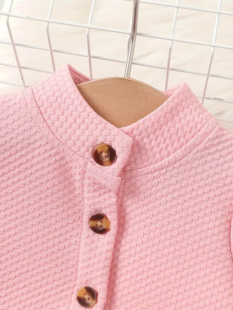 Kids Pink Mesh Vest Dress 2-Piece Set - Little Fashion