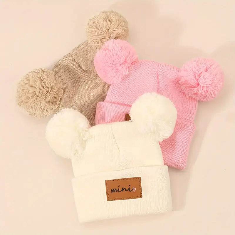 Knitted Heart Baby Beanie for 0-3 Years Old Girls - Little Fashion