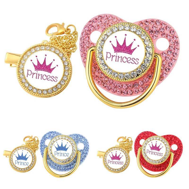 Luxury Crown Pacifier Set & Clip: Baby Shower Gift | Newborn Baby Gift (BPA Free) - Little Fashion