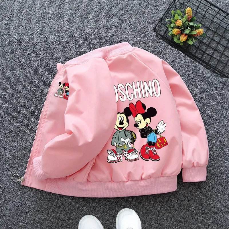 Mickey Minnie Print Kids Windbreaker Jacket - Little Fashion