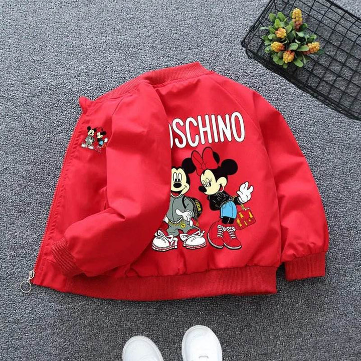 Mickey Minnie Print Kids Windbreaker Jacket - Little Fashion