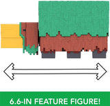 Toy figure with green, red, and yellow sections on a white background