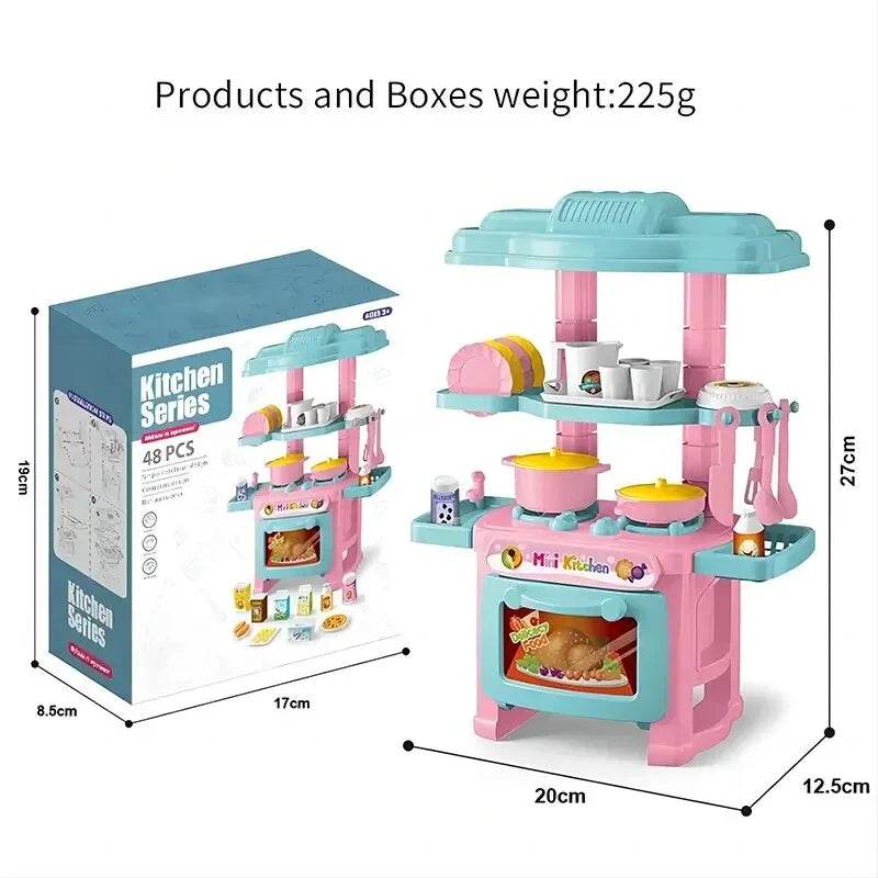 Mini Kitchen Counter Play Set with Food & Tableware - Little Fashion