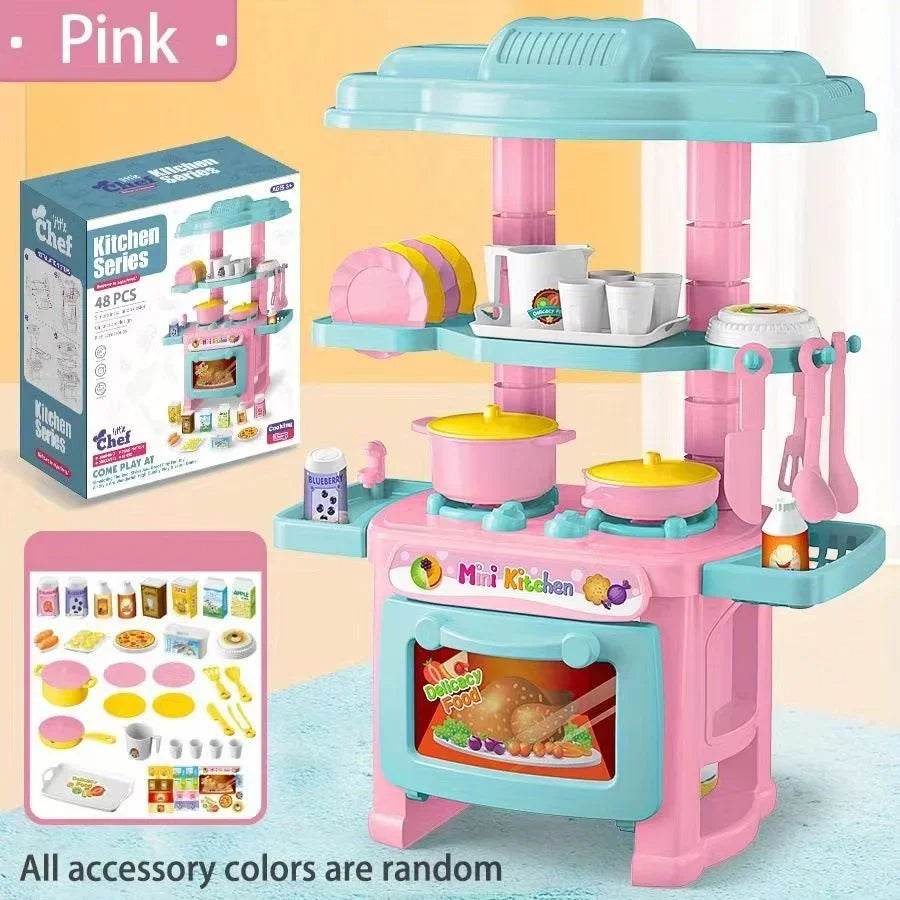 Mini Kitchen Counter Play Set with Food & Tableware - Little Fashion