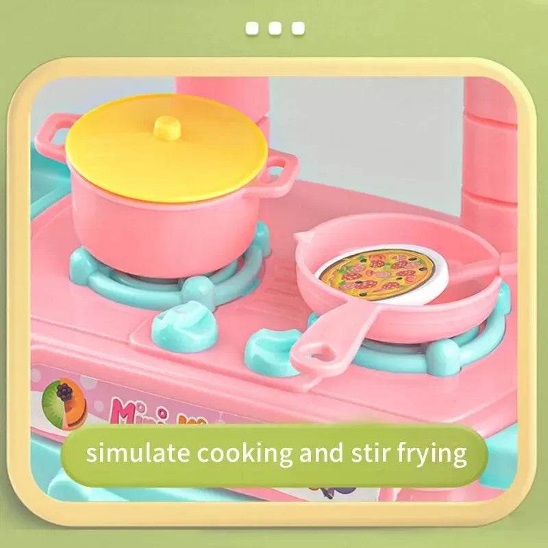 Mini Kitchen Counter Play Set with Food & Tableware - Little Fashion