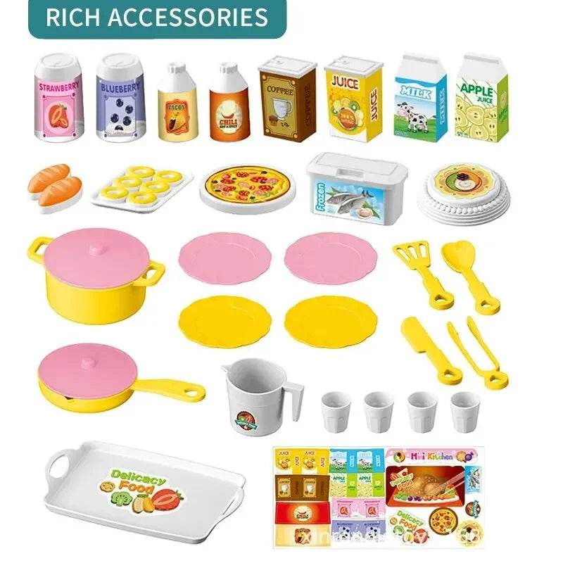 Mini Kitchen Counter Play Set with Food & Tableware - Little Fashion