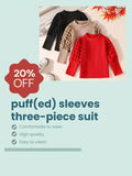 3PCS Girls Bubble Sleeve Tops Set | European & American