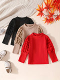 3PCS Girls Bubble Sleeve Tops Set | European & American