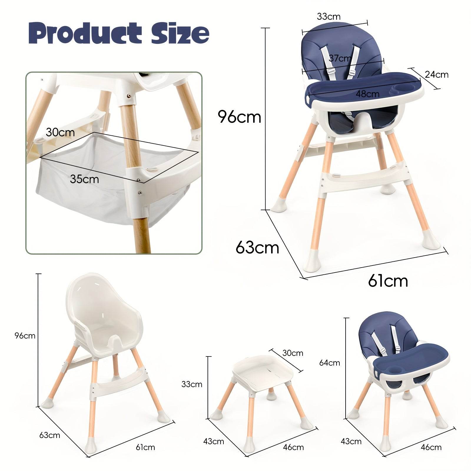 Modern Portable High Chair, Adjustable, Detachable Tray - Little Fashion