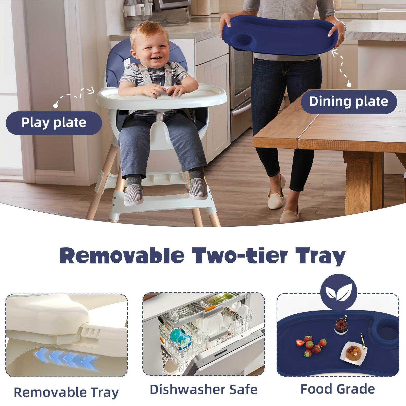 Modern Portable High Chair, Adjustable, Detachable Tray - Little Fashion