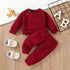 Newborn Baby 2PC Solid Top + Pants Set - Little Fashion