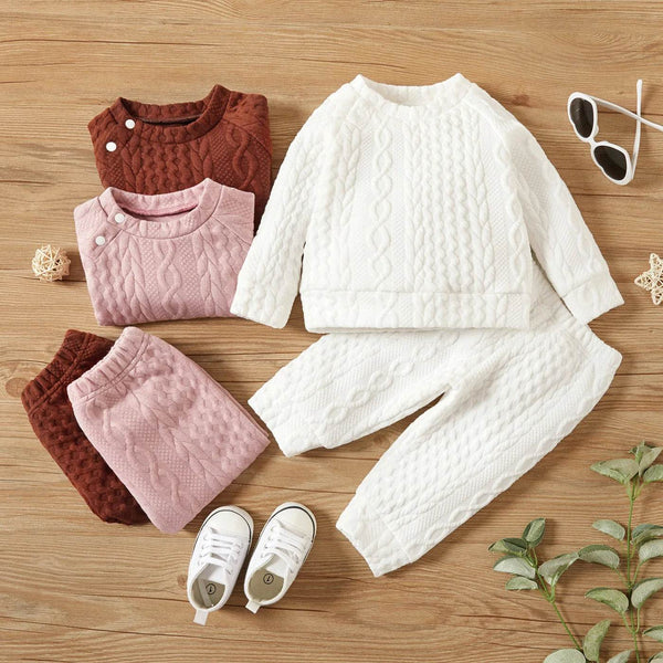 Newborn Baby 2PC Solid Top + Pants Set - Little Fashion