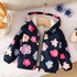 Girls Navy Floral Sherpa-Lined Hooded Jacket 6M-3Y
