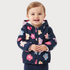 Girls Navy Floral Sherpa-Lined Hooded Jacket 6M-3Y