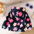 Girls Navy Floral Sherpa-Lined Hooded Jacket 6M-3Y