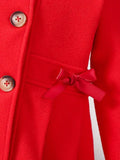Girls' Tweed Winter Coat with Bow & Hat - Long Warm - Little Fashion