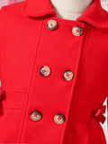 Girls' Tweed Winter Coat with Bow & Hat - Long Warm - Little Fashion