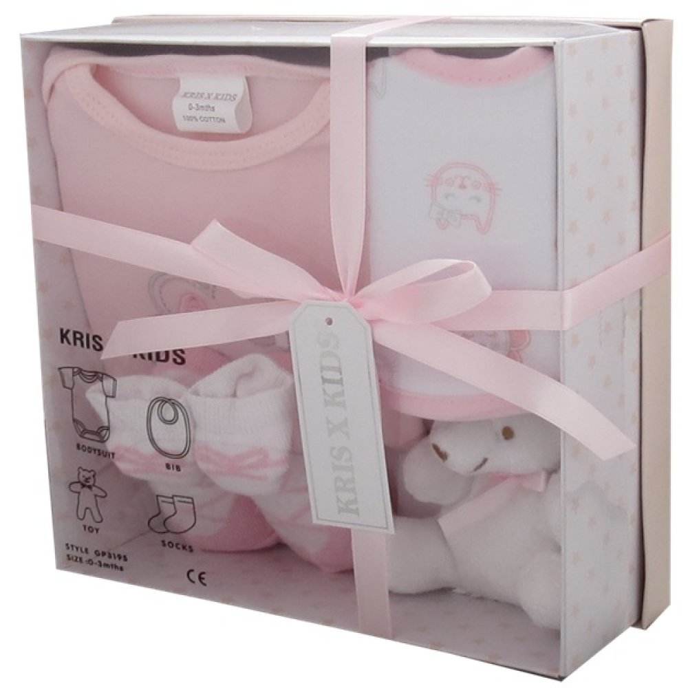 Pink 4-Piece Baby Gift Set (0-3 Months) - Little Fashion