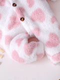 Girls' Heart Plush Hooded Bodysuit - Autumn-Winter - Little Fashion
