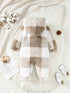 Plaid Baby Romper Hooded Warm Jumpsuit (3-24M) - Little Fashion