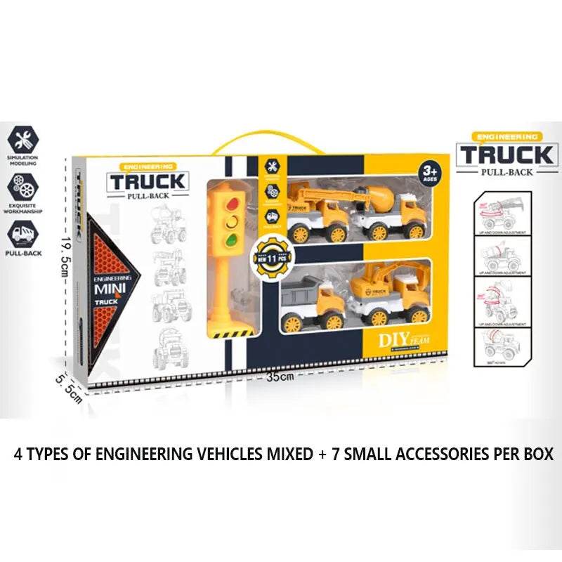 Pull-Back Construction Truck Set – Durable Toy for Boys - Little Fashion