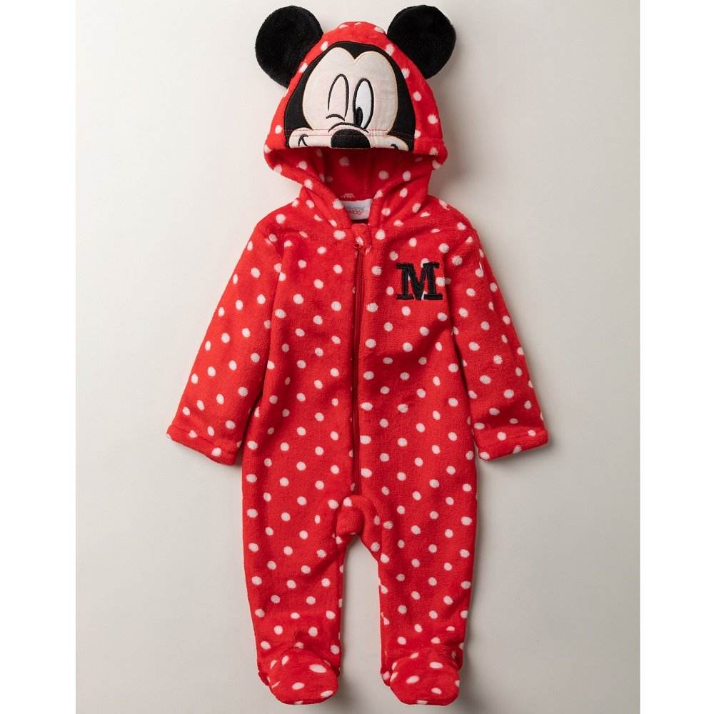Red Baby Minnie Mouse Fleece Onesie (0-9M) - Little Fashion
