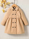 Red Girls' Fleece Winter Coat with Lapel Collar - Little Fashion