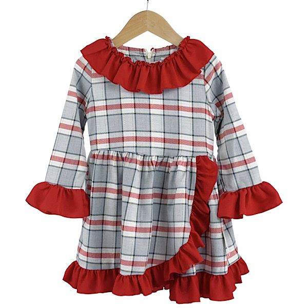 Red Plaid Christmas Dress for Girls - Little Fashion