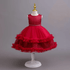 Red Satin Floral Princess Dress – Party Wear - Little Fashion