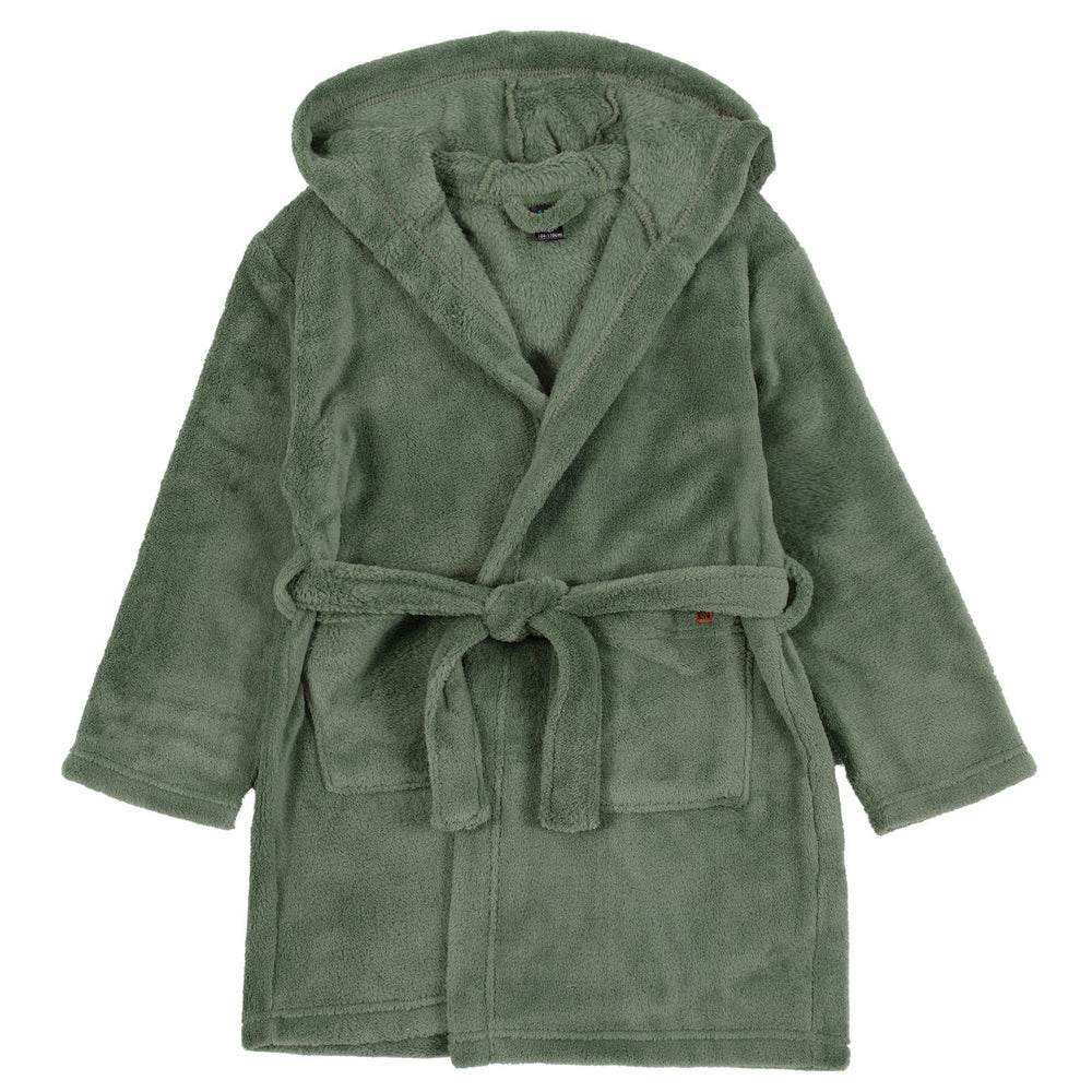 Sage Green Embossed Hooded Robe (0-6M) - Little Fashion