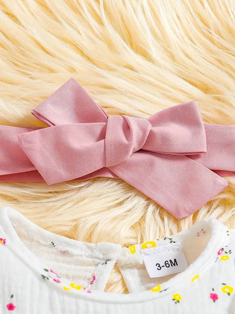 Soft Stretchy Floral Baby Romper & Hat - Little Fashion