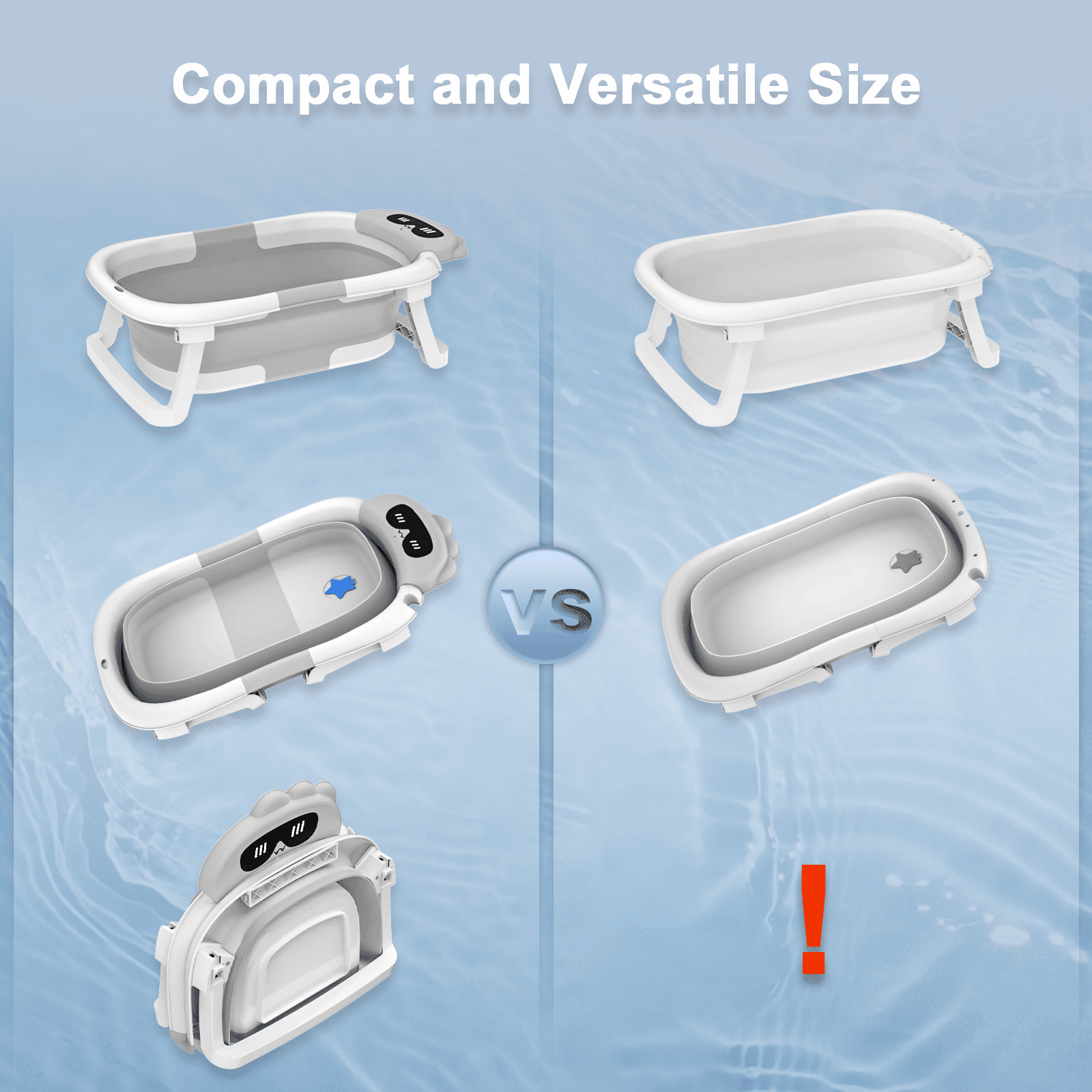 Storage Foldable Baby Bath Tub, Non-Slip, 0-24 Months - Little Fashion