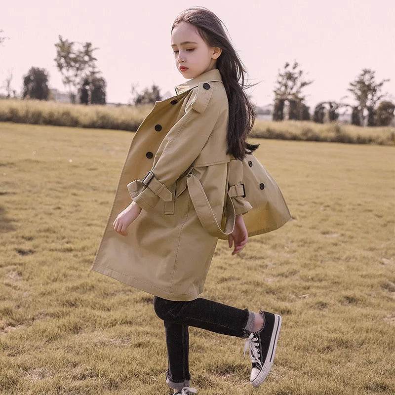 Stylish Teen Girls' Hooded Trench Coat - Little Fashion