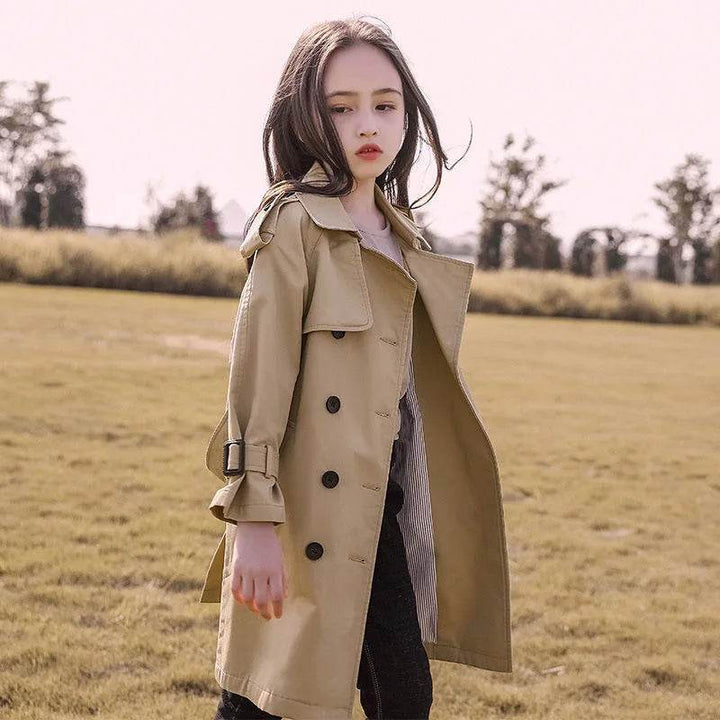 Stylish Teen Girls' Hooded Trench Coat - Little Fashion