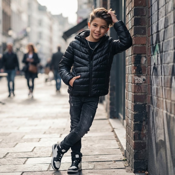 Black Puffer Jacket - Teen Minoti Coat (8-14 Years)