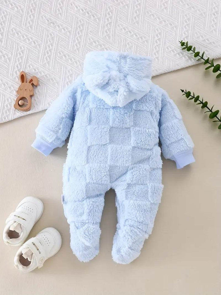 Warm Plush Baby Winter Onesie with Hood - Little Fashion